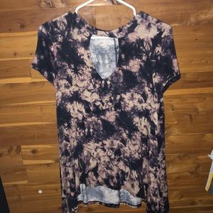 denim wash t shirt with slit in front